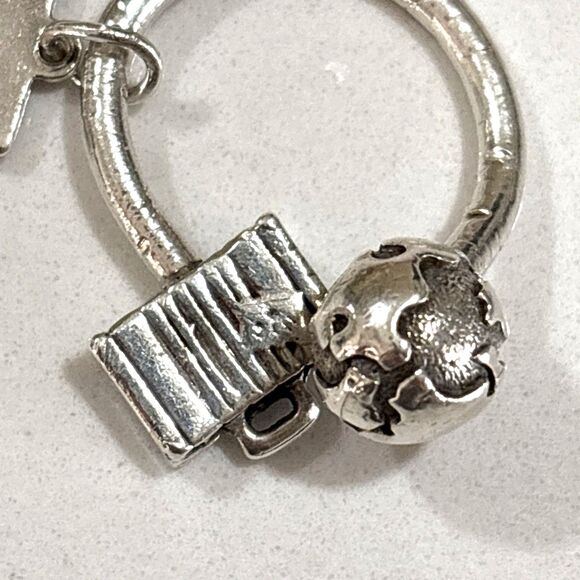 Rare Tiffany & Co 925 Silver Globe Passport Suitcase USA Key Ring Key Chain - Picture 8 of 13